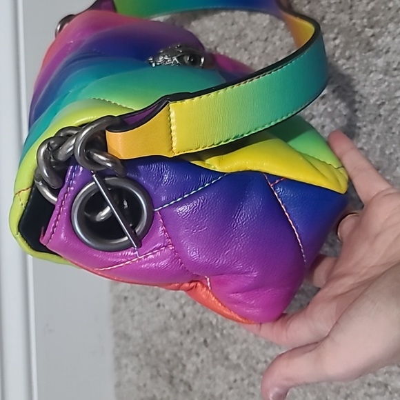Kurt Geiger London Kensington Quilted Leather Shoulder Bag Clutch Rainbow Bag - Picture 15 of 16